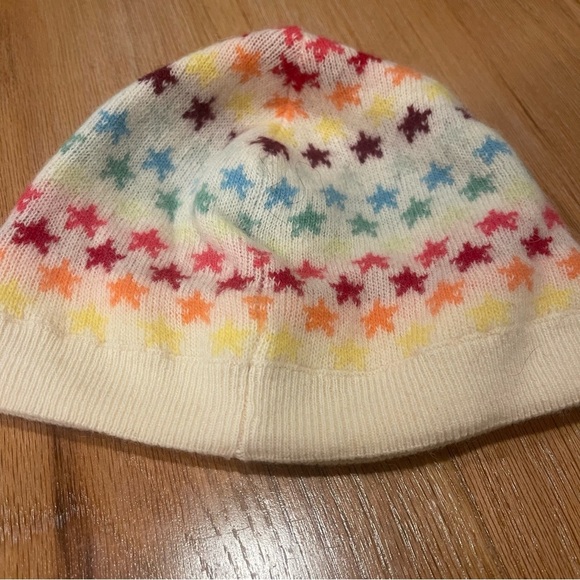 Vintage Y2K Gap Beanie Women’s OS Colorful Stars Rainbow Lambswool Angora Rabbit - Picture 3 of 7